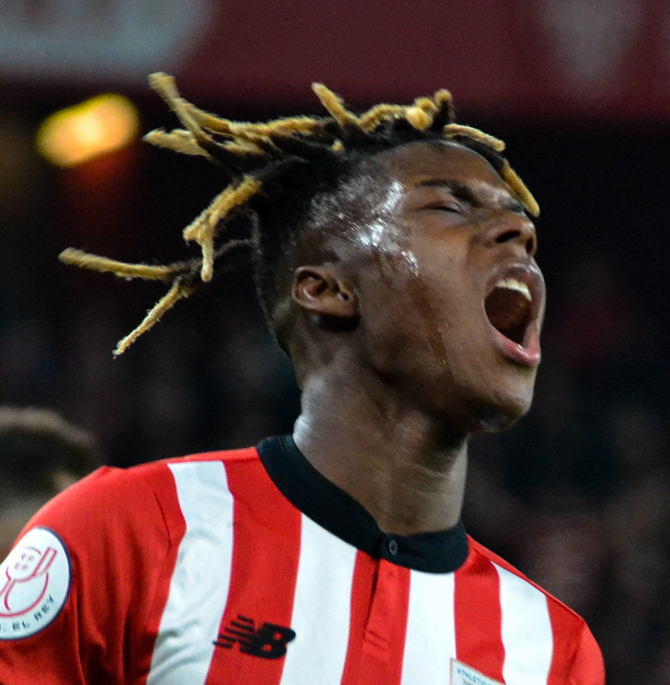 Nico Williams playing for Athletic Bilbao in April 2023. Photo by Maider Goikoetxea via Wikimedia Commons, licensed CC BY-SA 4.0.