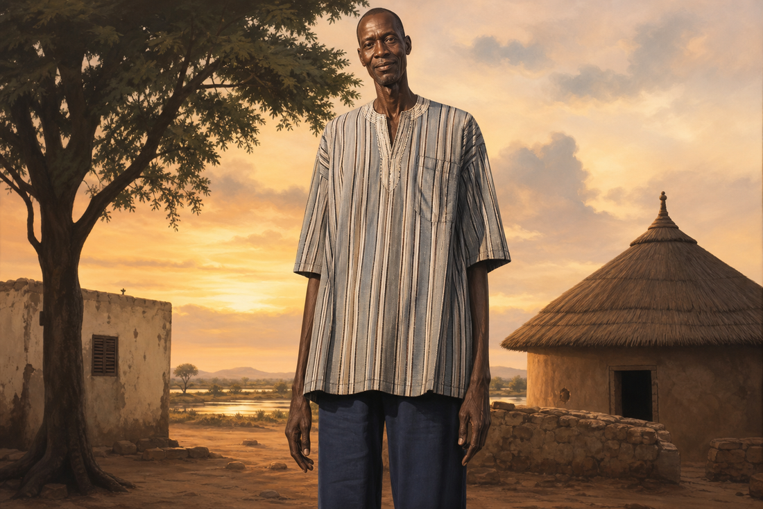 AI memorial illustration of Awuche, the man known as Ghana's tallest